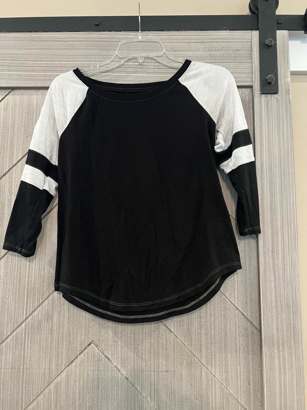 Authentic American Heritage Black & White Baseball Raglan Top